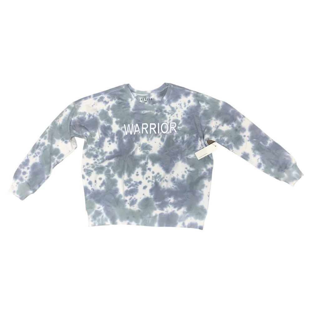 LACAUSA Anthropology Women’s Blue Gray Tie Dye Oversized Pullover, Medium, NWT - Picture 1 of 6